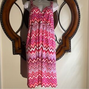 Nicole Miller Cross-Back Zig Zag Pink Rouge Dress